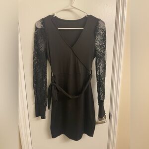 SHEIN Black Lace Long Sleeve Dress